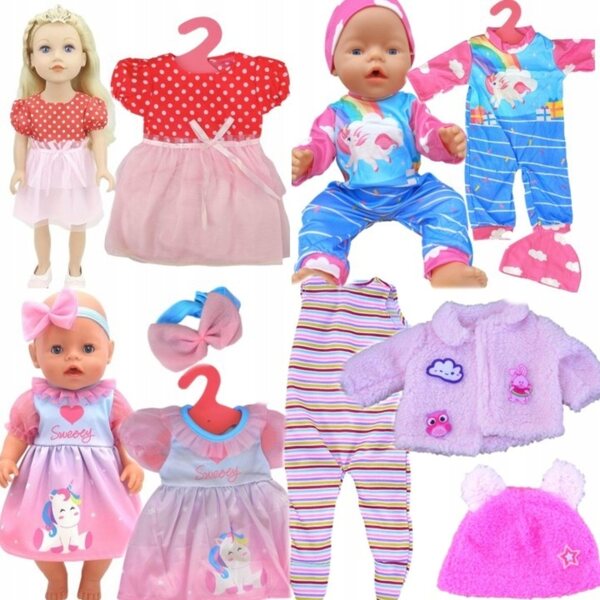 Komplettes Kleidungsset für 35–45 cm große Puppen mit farbenfroher Kleidung und Accessoires