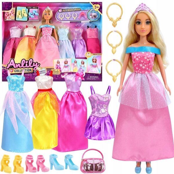 WOOPIE ROYAL Set mit 5 Tanzkleidern mit Zubehör und Puppe – Kreativspiel