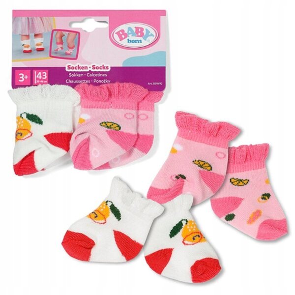 Calzini BABY born 43 cm con motivi colorati - 2 paia rosa e bianco