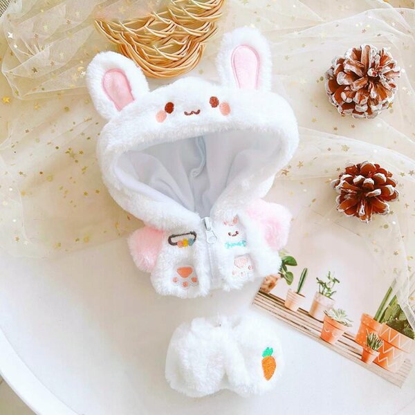 Set aus Fleece-Kleidung für 20-cm-Puppen mit Jacke und Hose mit Reißverschluss