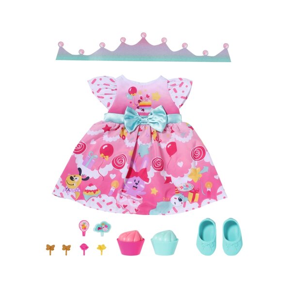BABY Born Deluxe Geburtstagsset 43 cm – elegantes Geburtstagsoutfit für Puppen