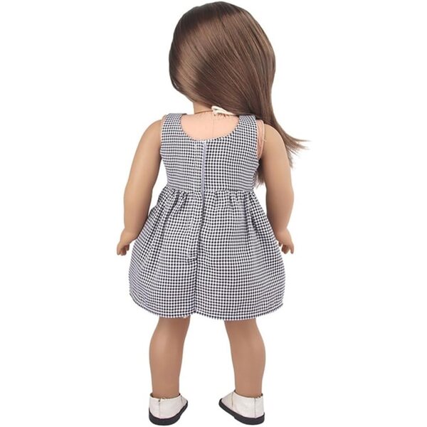 Kariertes Kleid mit Schleife für 45–46 cm große Puppen – Odulu-Freizeitkleid