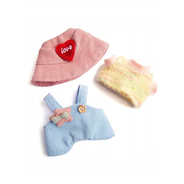 Completo Abbigliamento Blu per Bambola Labubu 17 cm con Maglione e Salopette