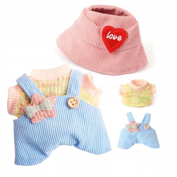 Completo Abbigliamento Blu per Bambola Labubu 17 cm con Maglione e Salopette