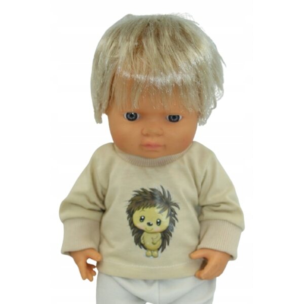 Kleid für 36–38 cm große Puppen mit langärmeligem T-Shirt aus Stoff