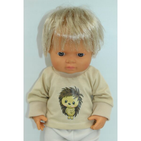 Kleid für 36–38 cm große Puppen mit langärmeligem T-Shirt aus Stoff