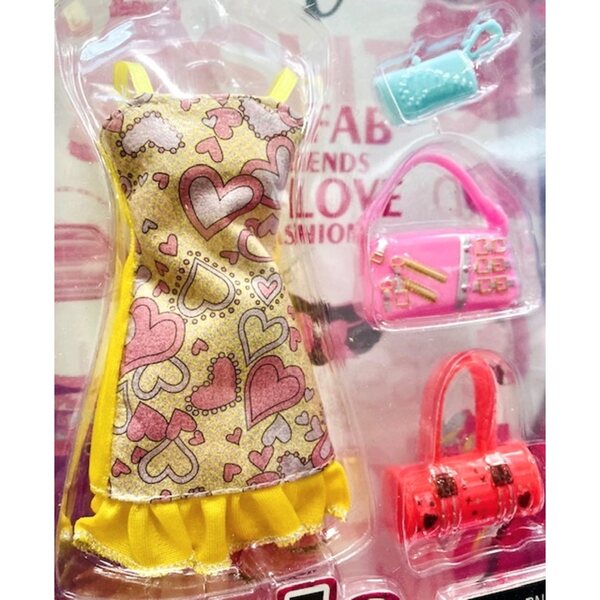 Baby-Kleidungsset für Mädchen mit Herzkleid und 3 Taschen für Puppen ab 3 Jahren
