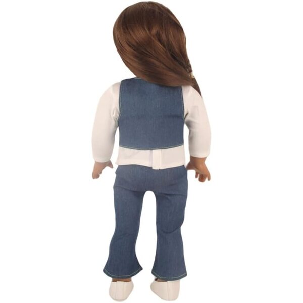 3-teiliges Kleidungsset für 18-Zoll-Puppen – Weste, Jeans, Freizeitkleidung