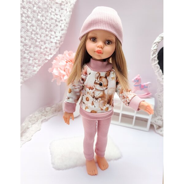 Kleidung für Paola Reina Puppe, 32 cm, 3-teiliges Set, Dres Bluza, Hose, Hut