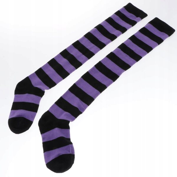 Calzini lunghi a righe da donna Calzini al ginocchio in maglia morbida viola