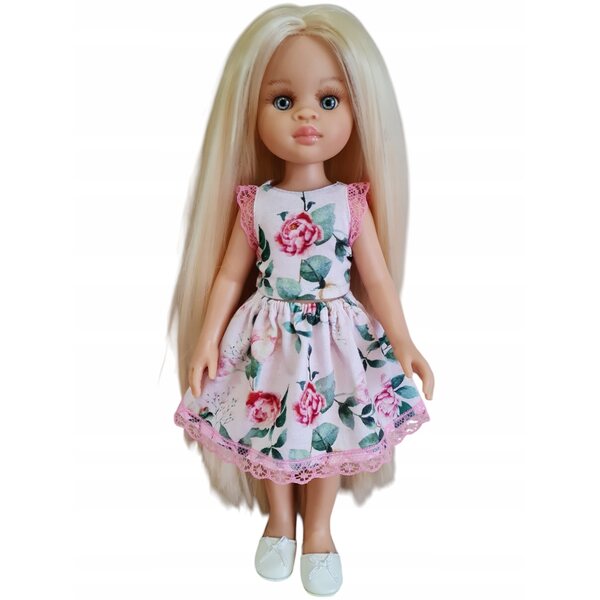 Completo blusa e gonna in rosa con rose per bambola Paola Reina