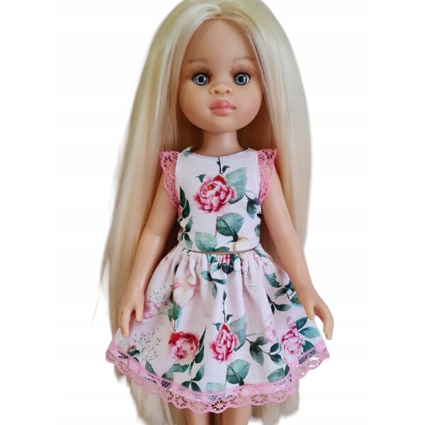 Completo blusa e gonna in rosa con rose per bambola Paola Reina