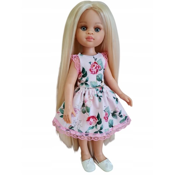 Completo blusa e gonna in rosa con rose per bambola Paola Reina