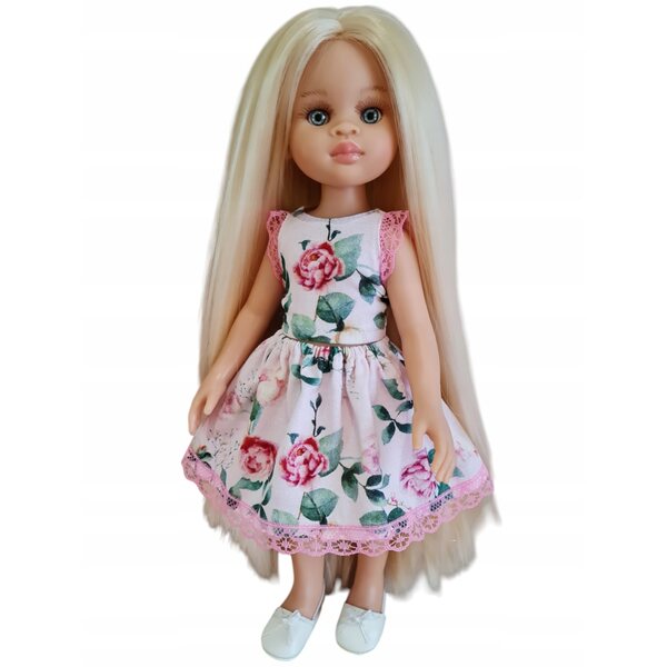 Completo blusa e gonna in rosa con rose per bambola Paola Reina