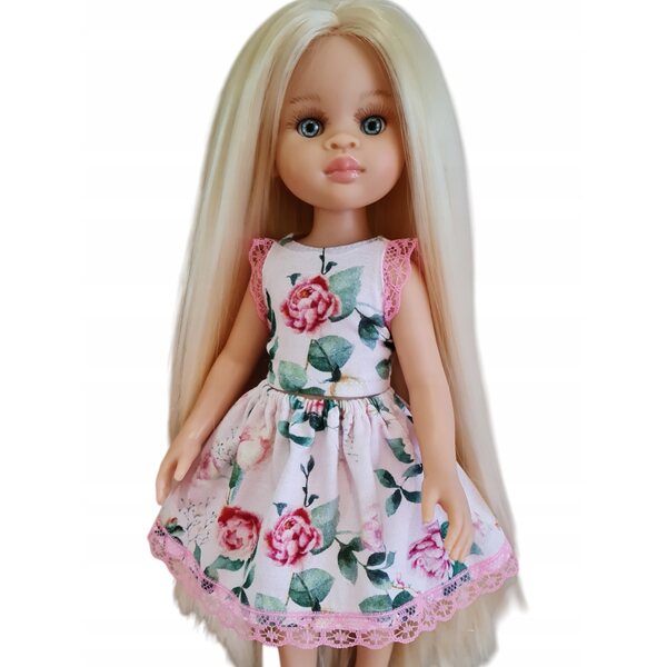 Completo blusa e gonna in rosa con rose per bambola Paola Reina