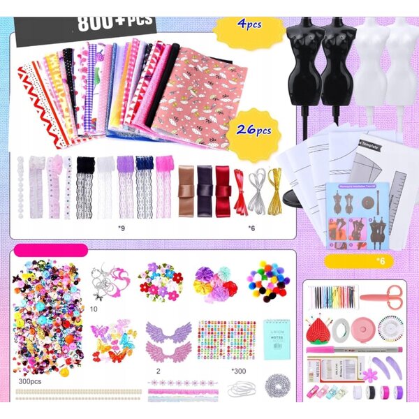 Kreativset zum Nähen und Gestalten von Puppenkleidung mit über 800 Accessoires