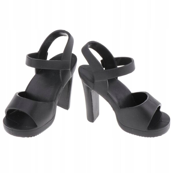 Sandalen mit 3 cm hohem Absatz für BJD 1/4 45 cm Puppen, schwarze Farbe