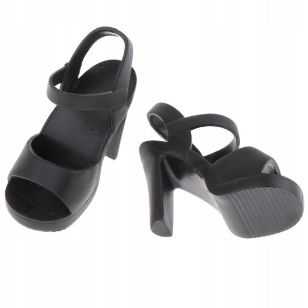 Sandalen mit 3 cm hohem Absatz für BJD 1/4 45 cm Puppen, schwarze Farbe