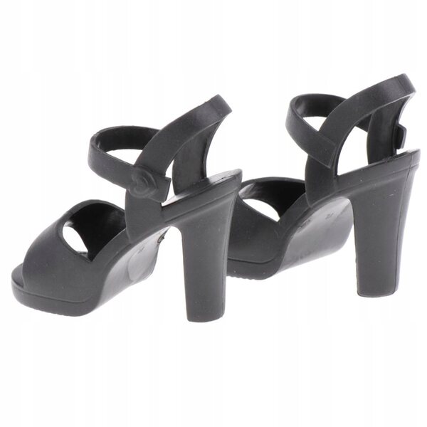 Sandalen mit 3 cm hohem Absatz für BJD 1/4 45 cm Puppen, schwarze Farbe