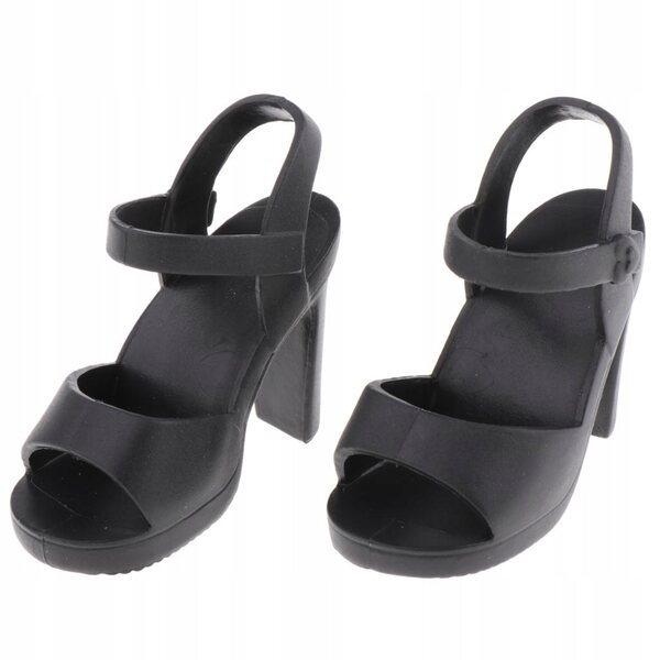 Sandalen mit 3 cm hohem Absatz für BJD 1/4 45 cm Puppen, schwarze Farbe