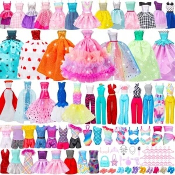Komplettes Kleidungsset für 28–30 cm große Puppen mit verschiedenen Modeaccessoires und Kleidung