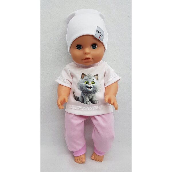 Completo con gattino per bambola 30 cm - abbigliamento doll dress 3+ anni