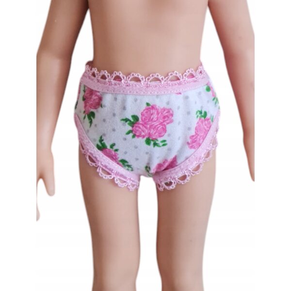 Majtki per bambola Paola Reina 32 cm in tessuto a rose, colore bianco