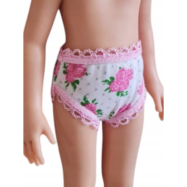 Majtki per bambola Paola Reina 32 cm in tessuto a rose, colore bianco