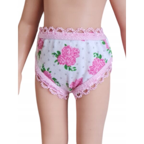 Majtki per bambola Paola Reina 32 cm in tessuto a rose, colore bianco