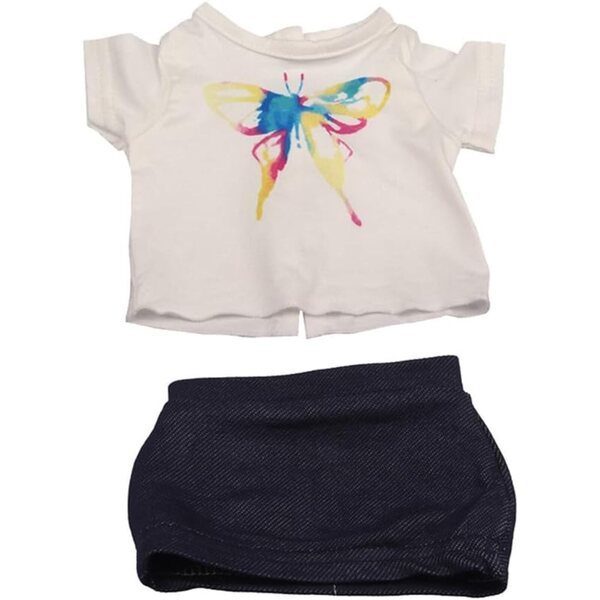 Amerikanische Puppenkleidung 18 Zoll Schmetterling T-Shirt und Rock Set 2-teilig