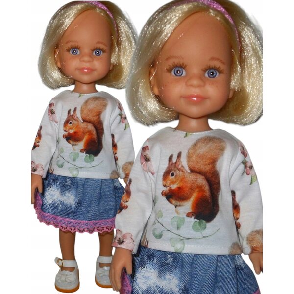 Bluzza für Paola Reina 32 cm Puppe aus Stoff mit Eichhörnchen-Print
