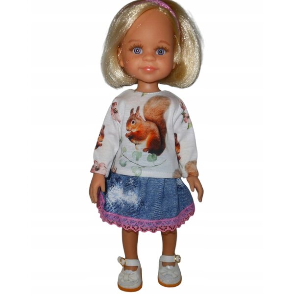 Bluzza für Paola Reina 32 cm Puppe aus Stoff mit Eichhörnchen-Print