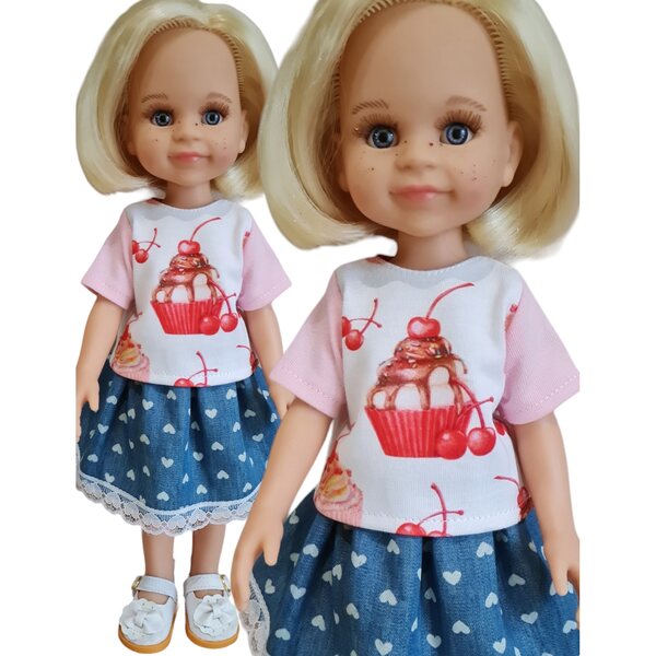 T-shirt per bambola Paola Reina 32 cm in tessuto di alta qualità