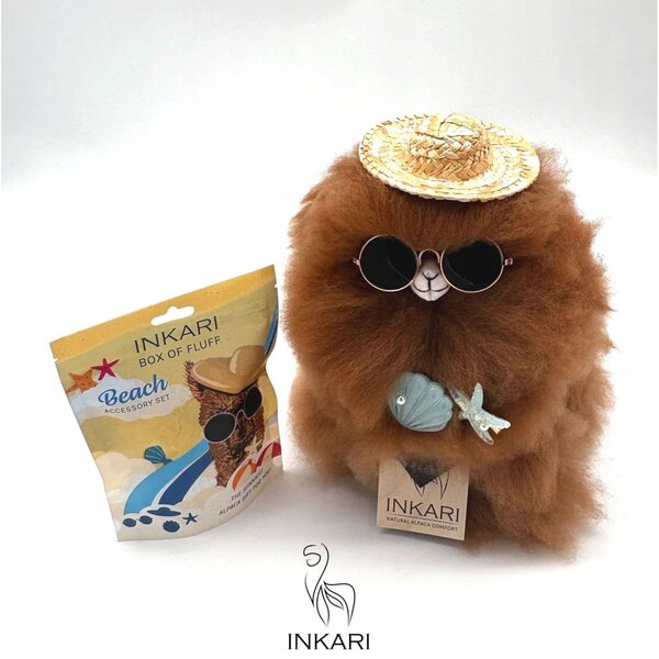Dekoratives Zubehörset für Inkari Beach Alpaca mit Brille und Hut