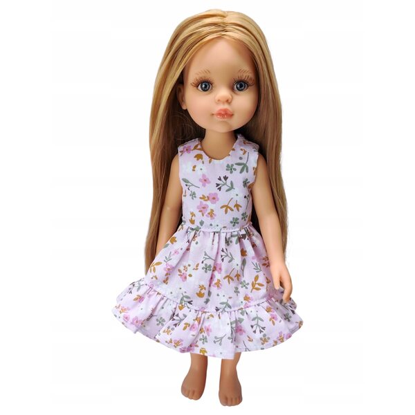 Lila Kleid für Paola Reina 32 cm Puppe aus Baumwolle mit Blumen