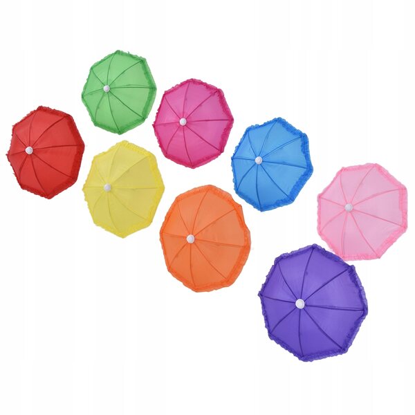 Set 8 Mini Parasole in Pizzo per Bambole, Materiali Sicuri e Colorati