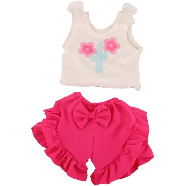 18-Zoll-Puppenkleidung – Geblümte Hosenträger-Shorts, 2-teiliges Set
