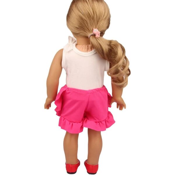 18-Zoll-Puppenkleidung – Geblümte Hosenträger-Shorts, 2-teiliges Set
