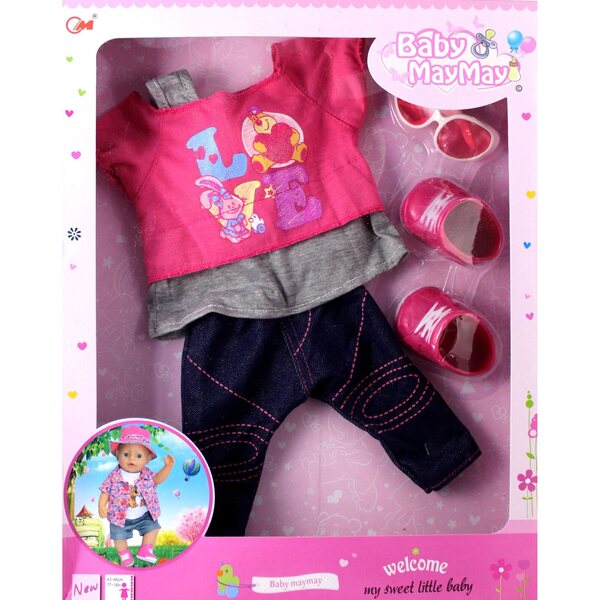 Kleidungsset für 43–46 cm große Puppen, bestehend aus Shorts und langen Jeans
