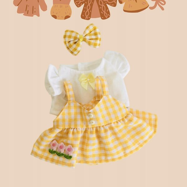 Set 3 Mini Ubranka Gialle per Bambole 20 cm - Vestiti Professionali e Morbidi