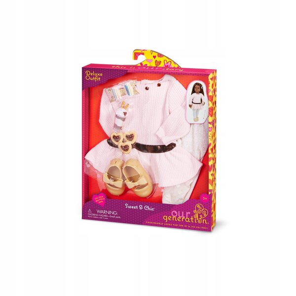Deluxe-Kleidungsset für 46 cm große Our Generation Sweet Chic-Puppen in Rosa