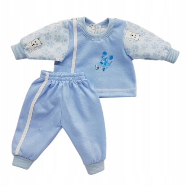 Blauer Trainingsanzug-Pyjama für Puppen 42-45 cm, bequemer und weicher Stoff
