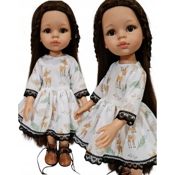 Kleid für Paola Reina 32 cm Puppe mit Jelenki-Aufdruck und Spitze