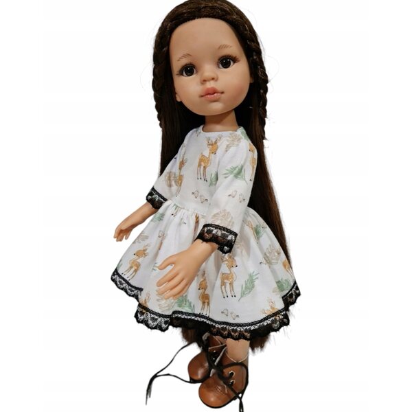 Kleid für Paola Reina 32 cm Puppe mit Jelenki-Aufdruck und Spitze