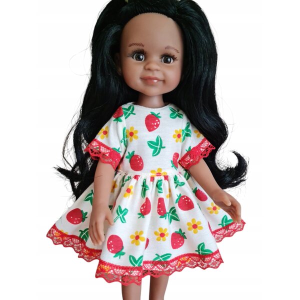 Kleid mit Spitze für Paola Reina, 32 cm große, mehrfarbige Stoffpuppe