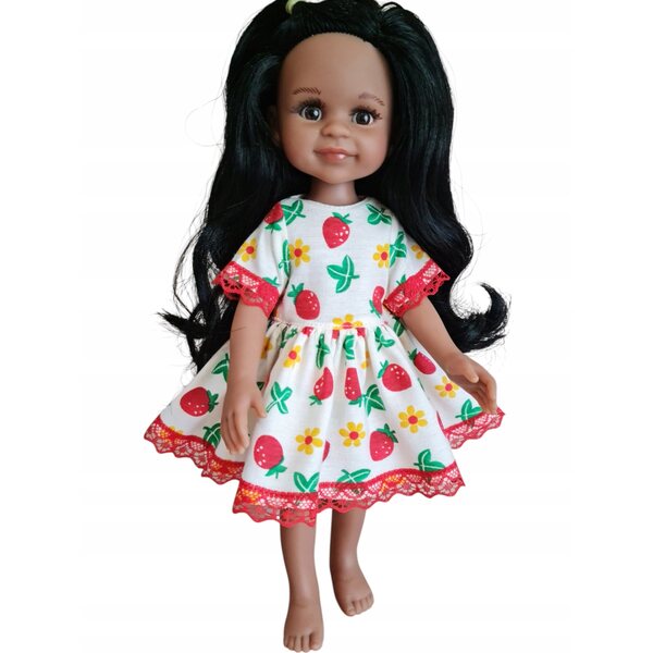Kleid mit Spitze für Paola Reina, 32 cm große, mehrfarbige Stoffpuppe