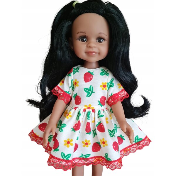 Kleid mit Spitze für Paola Reina, 32 cm große, mehrfarbige Stoffpuppe