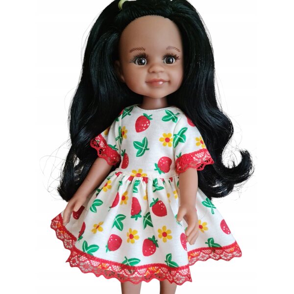 Kleid mit Spitze für Paola Reina, 32 cm große, mehrfarbige Stoffpuppe