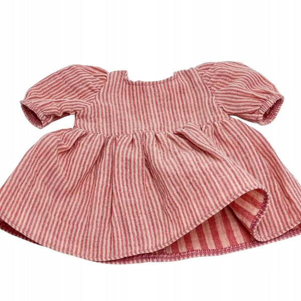 Pfefferfarbenes gestreiftes Kleid für Miniland 38 cm und Minikane 34 cm Puppen