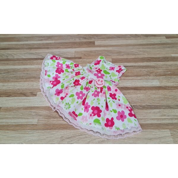 Rosa Blumenkleid für Paola Reina 32 cm Puppe mit Spitze und lächelndem Knopf